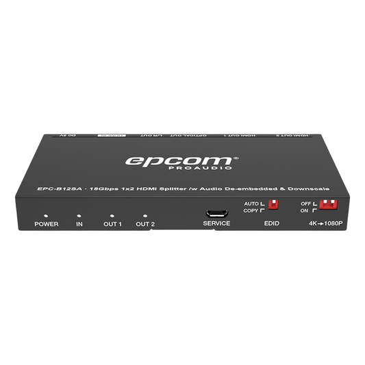 Splitter HDMI 1x2 | 4K@60Hz | Extractor de Audio | Down Scaler | HDR  4:4:4 | EDID | 18Gbps
