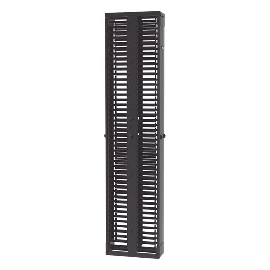 Organizador Vertical PatchRunner™, Doble (Frontal y Posterior), Para Rack Abierto de 45 Unidades, 8in de Ancho, Color Negro