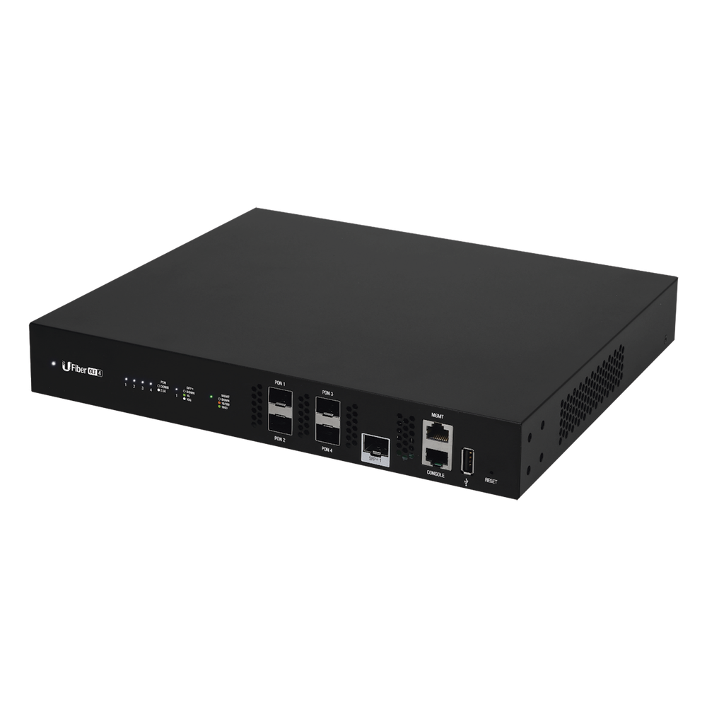 UFiber GPON OLT, Terminal de línea óptica hasta 512 ONUs concurrentes, con 4 puertos SFP GPON + 1 puertos SFP+ 10 G