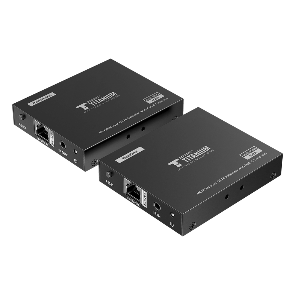 Kit Extensor HDMI para distancias de 70 metros / Resolución 4K x 2K@ 60 Hz/ Cat 6, 6a y 7 / IPCOLOR / CERO LATENCIA / SIN COMPRIMIR / Salida Loop / Control IR  / Salida de audio de 3.5mm / PoC