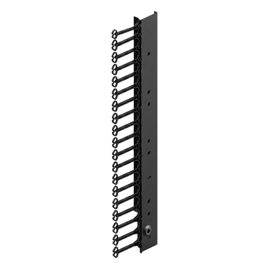 Organizador Vertical de Cables para Rack 45 UR (79 in) / Acero Negro RAL 9005 / Sección 95x208 mm (3.7x8.2 in) / Capacidad 726 Cables / Dedos cada 1.75 pulg / ProLine S1 HOFFMAN