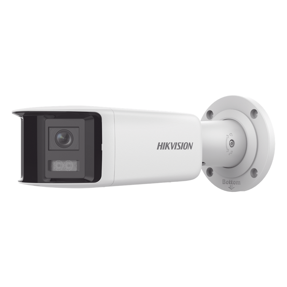 [FlexVu] [PROTECCIÓN ACTIVA] Bala IP Panorámica 4 Megapixel / 2 Lentes 2.8 mm (180°) / Imagen a Color 24/7 (ColorVu) / PoE / WDR 130° / IP67 / ACUSENSE / Luz Estroboscópica y Alarma Audible / 40 mts Luz Blanca / Micro SD