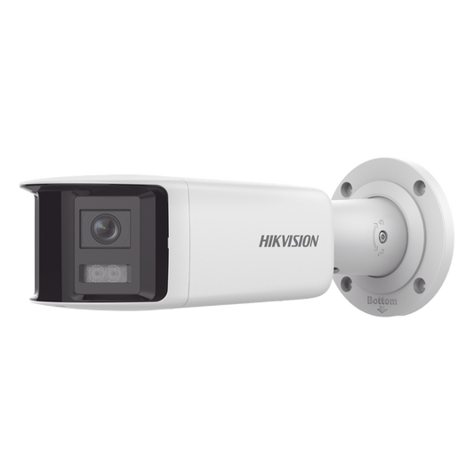 [FlexVu] [PROTECCIÓN ACTIVA] Bala IP Panorámica 4 Megapixel / 2 Lentes 2.8 mm (180°) / Imagen a Color 24/7 (ColorVu) / PoE / WDR 130° / IP67 / ACUSENSE / Luz Estroboscópica y Alarma Audible / 40 mts Luz Blanca / Micro SD