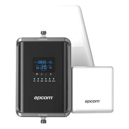 Kit Amplificador de Señal Celular 2G, 3G, 4G y 5G / Mejora llamadas convencionales y VoLTE / Amplifica señal de TELCEL, AT&T, MOVISTAR, BAIT,DiRi y más / Cubre hasta 300 m² con una antena y hasta 600 m² con 2 antenas.
