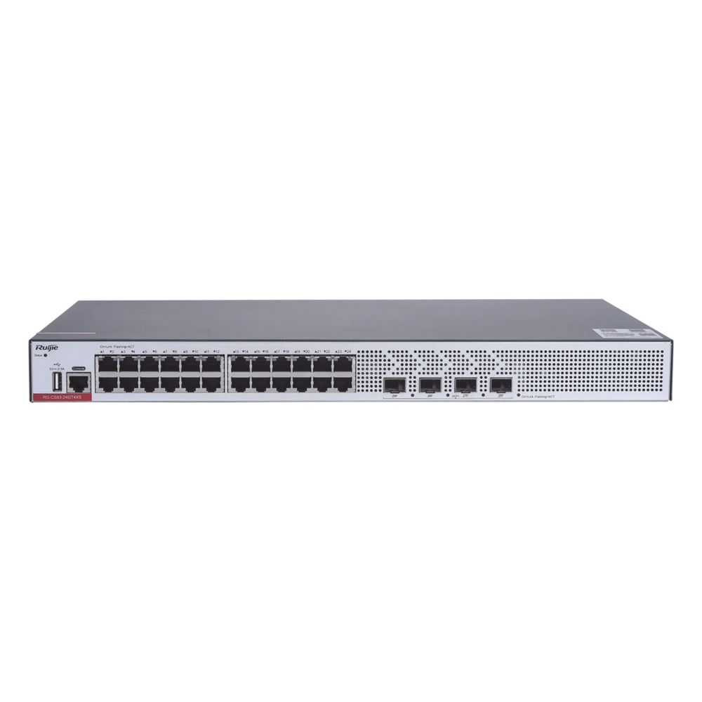 Switch de Acceso Capa 3 con doble Chip para Alta Disponibilidad Ideal en Redes Empresariales con 24 puertos Gigabit y 4 SFP+ 10Gb