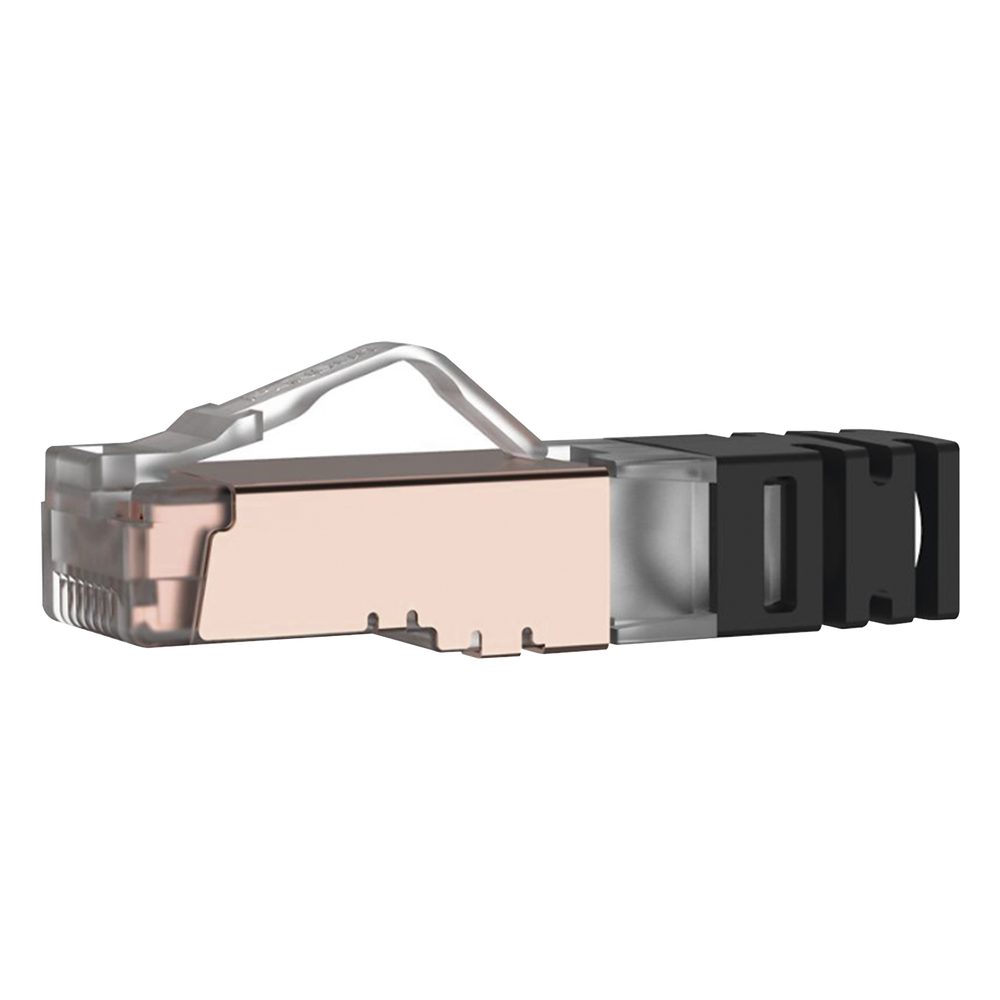 Plug RJ45 Cat6A Blindado, Para Cable Calibre 23-24 AWG, Chapado en Oro de 50 Micras, Paquete de 100 Piezas