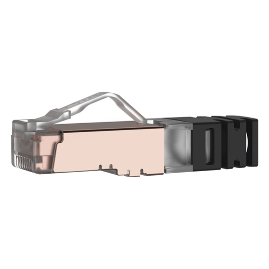 Plug RJ45 Cat6A Blindado, Para Cable Calibre 23-24 AWG, Chapado en Oro de 50 Micras, Paquete de 100 Piezas