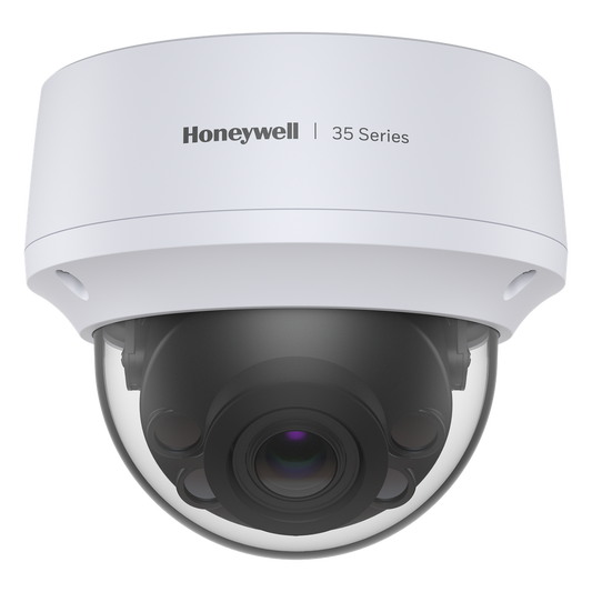 Cámara Mini Domo IP Serie 35 de 5 megapíxeles, lente varifocal motorizado 2.7-13.5 mm, IR 50 m, WDR 120 dB, IP66/IP67/IK10