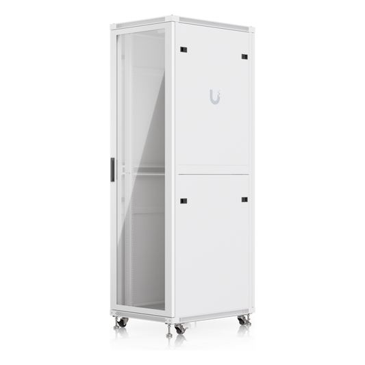 UACC Rack Cabinet 42U (600 × 800 mm) – Gabinete de Piso Totalmente Ensamblado con Ventiladores Integrados, Paneles Removibles, Ruedas con Seguro y Puerta Frontal de Vidrio Templado