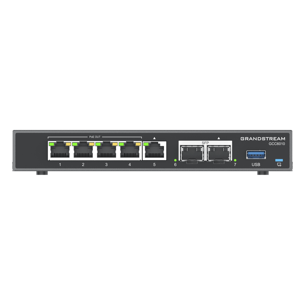 4 en 1: Firewall Nueva Generación, Router, IP PBX (24 usuarios / 8 llamadas), Switch Gigabit de 5 Puertos (4 PoE) y 2 Puertos SFP 2.5 Gigabit