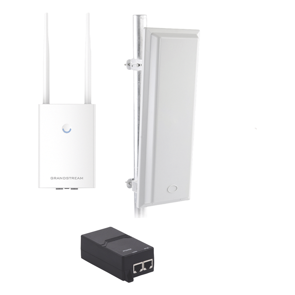 Kit de radio GWN7605LR con antena TXS25619DP, para amplia cobertura de WiFi en 90º, frecuencia (2.4 a 2.5 GHz) y (5.1 a 6.5 GHz), 1.27 Gbps y administración desde la nube gratuita