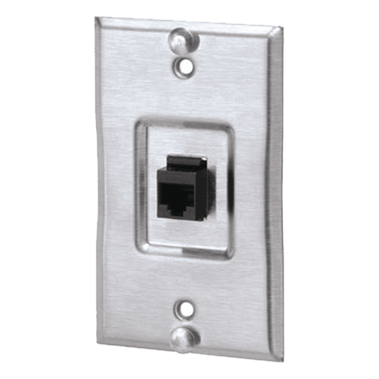 Placa de Pared Telefónica, Salida de 1 Puerto Keystone, Con Jack Cat5e Estilo TP, de Acero Inoxidable