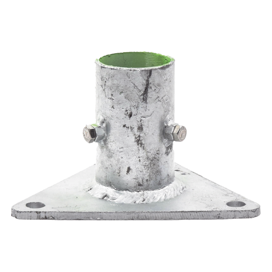 Base Triangular para Mástil de 1" a 2" con Opresores. Galvanizado por Inmersión en Caliente.