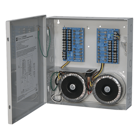 Fuente de poder ALTRONIX de 24 @ 25 Amper o 28 VCA @ 20 Amper, para 16 cámaras / Voltaje de entrada en 115 Vca / Con capacidad de baterías de respaldo / Requieren baterías