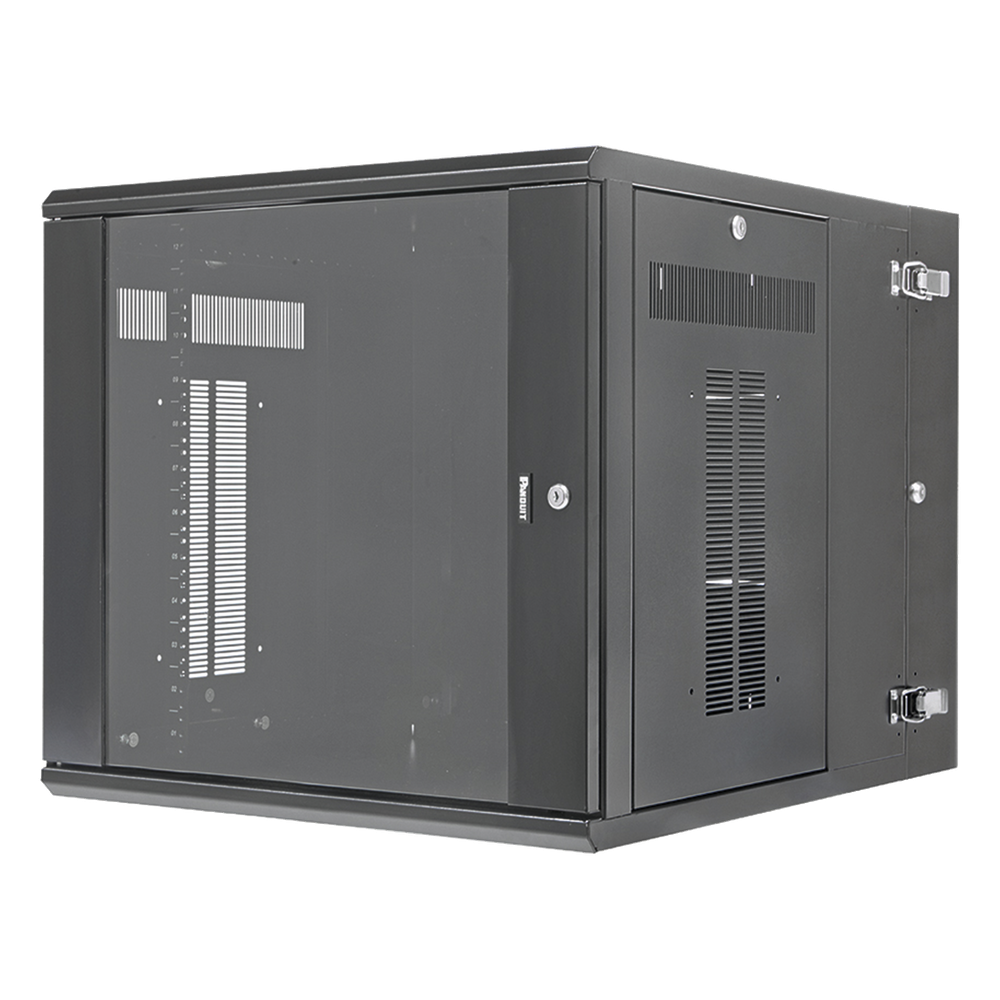 Gabinete PanZone de Montaje en Pared, de 19in, Puerta con Ventana de Seguridad, 12 UR, 762mm de Profundidad, Color Negro