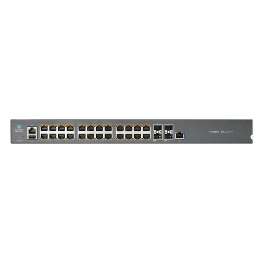 Switch cnMatrix EX2028-P capa 3 de 28 puertos (24 PoE Gigabit 802.3af/at, 4 SFP+) administración desde la Nube (MX-EX2028PxA-U)