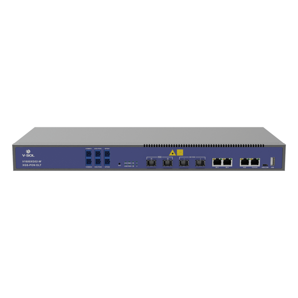 OLT Dual de 2 Puertos XGSPON/GPON con WDM Integrado/ 4 Puertos Uplink (2 Puerto Gigabit RJ45 + 2 Puertos SFP/SFP+) / Hasta 512 ONUs