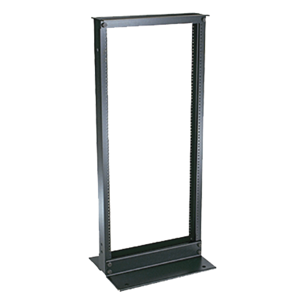 Rack de Dos Postes Estándar de 19 in, Rieles Numerados y Roscados #12-24, Fabricado en Aluminio, 24 Unidades de Rack, Color Negro