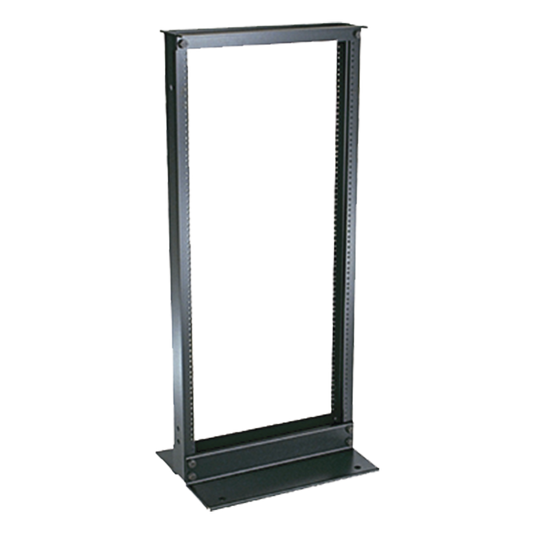 Rack de Dos Postes Estándar de 19 in, Rieles Numerados y Roscados #12-24, Fabricado en Aluminio, 24 Unidades de Rack, Color Negro