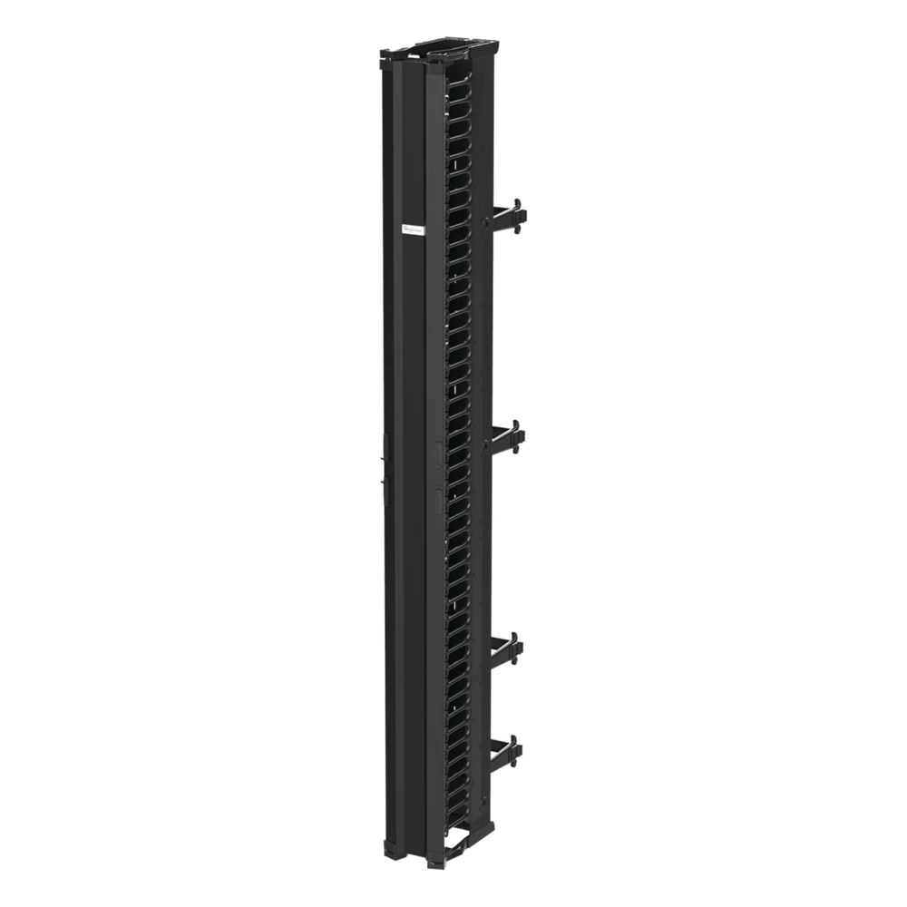 Organizador Vertical CableTek, Doble (Frontal y Posterior), Para Rack Abierto de 45 Unidades, 6 in de Ancho, Color Negro