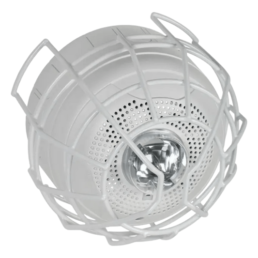 Protector De Rejilla Anti Vandalismo Y Golpes Accidentales, Color Blanco, Para Sirenas/Estrobos/Bocinas System Sensor, Montaje en Superficie en Techo, 8.55"Altox8.55"Anchox6.23"Profundidad