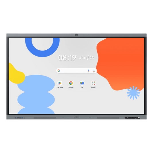Pantalla Interactiva WAFX-P Series 65" 4K UHD / Android 15 EDLA / Octa-core CPU / 48MP Cámara Integrada / 8 Micrófonos Far-Field / 50 Puntos Touch IR / Wi-Fi 6 / 16GB RAM / 128GB Almacenamiento / Bocina 20W