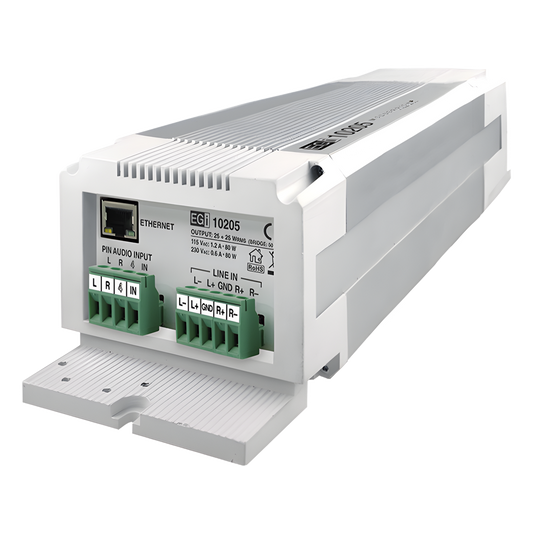 ETAPA DE POTENCIA DE AUDIO IP 2X25W O 1X50W EN FORMATO CARRIL DIN ESTÉREO/MONO