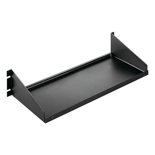 Charola para Rack 19 Pulgadas, Capacidad de Carga 34 kg, Acero Dulce Color Negro, 2 UR, Dimensiones 482x381x95 mm