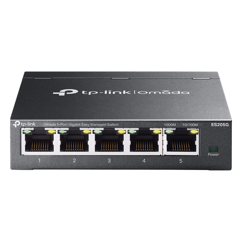 Switch Gestionado Omada SDN / 5 Puertos Gigabit RJ45 / 10 Gbps Capacidad Switching / 7.4 Mpps Forwarding Rate / Gestión Cloud Centralizada / VLAN 802.1Q / QoS 8 Colas Prioridad / Metal Fanless