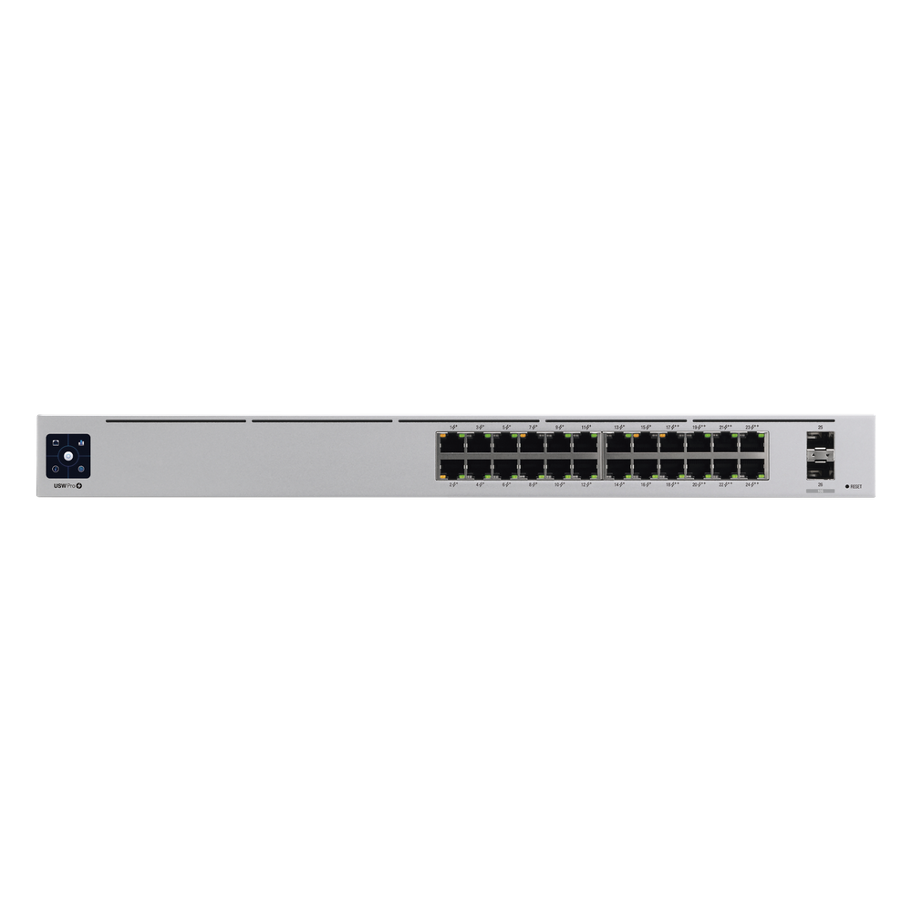 UniFi Switch USW-Pro-24-POE Gen2, con funciones capa 3, de 24 puertos PoE 802.3at/bt + 2 puertos 1/10G SFP+, 400W, pantalla informativa