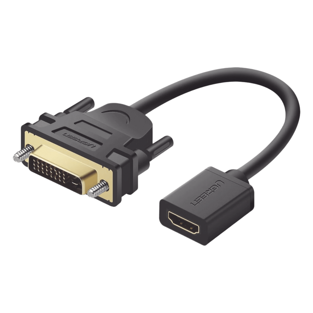 Convertidor DVI Macho a HDMI Hembra | Bidireccional | DVI 24+1 | 1080P@60Hz | Cable de 22 cm (8.66 Pulgadas) | Negro