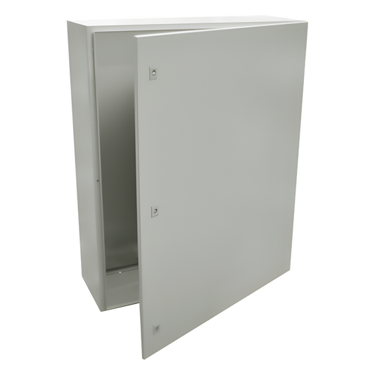 Gabinete de Acero IP66 Uso en Intemperie (800 x 1200 x 400 mm) con Placa Trasera Interior Metálica y Compuerta Inferior Atornillable (Incluye Chapa y Llave).