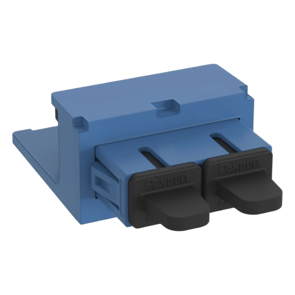 Módulo Acoplador SC Duplex, para Fibra Óptica Monomodo OS1/OS2, Tipo Mini-Com, Color Azul