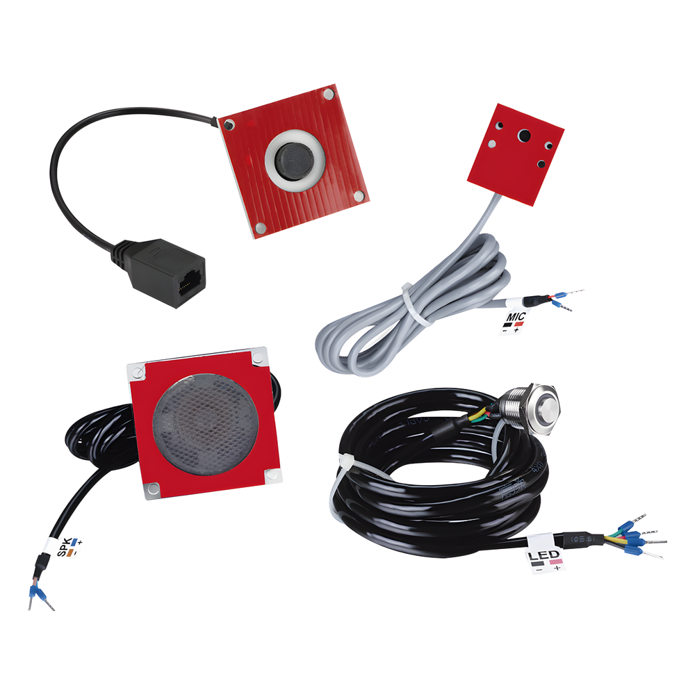 KIT de Accesorios para el modelo PA2F, incluye cámara, micrófono, parlante y botón, múltiples aplicaciones