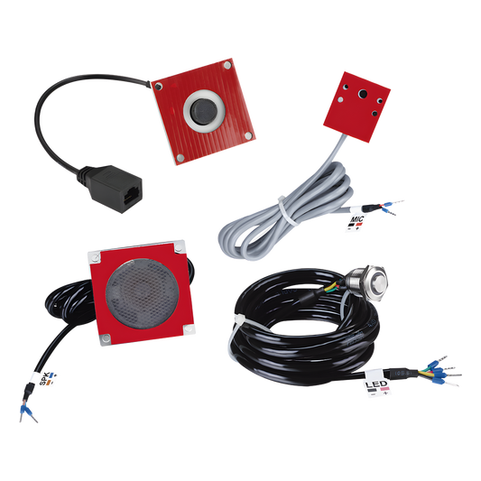 KIT de Accesorios para el modelo PA2F, incluye cámara, micrófono, parlante y botón, múltiples aplicaciones