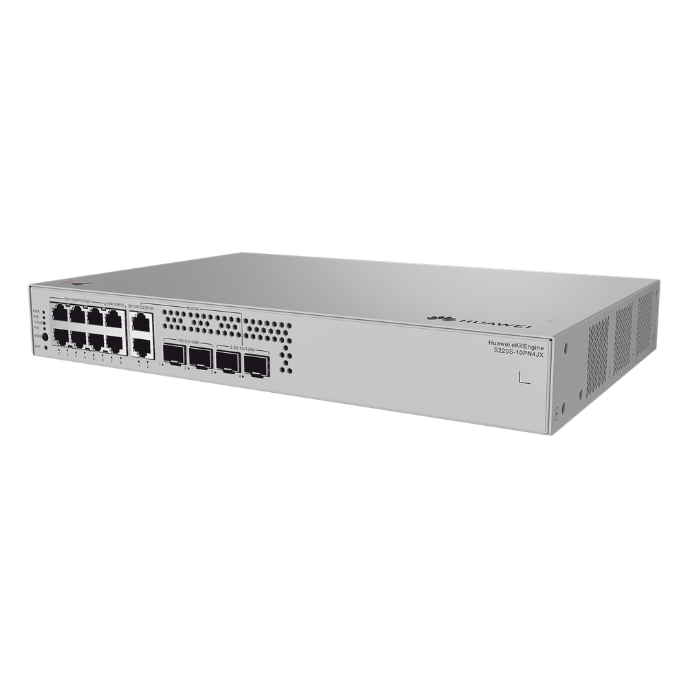 Switch de Acceso eKit Administrable / Capa 2 / 6 Puertos PoE+ Gigabit + 2 Puertos PoE+ Multi-Gigabit (2.5 Gbps) + 2 Puertos Gigabit + 2 Puertos SFP + 2 Puertos SFP+ / PoE Perpetuo / Presupuesto PoE 128 W / Sin licenciamiento
