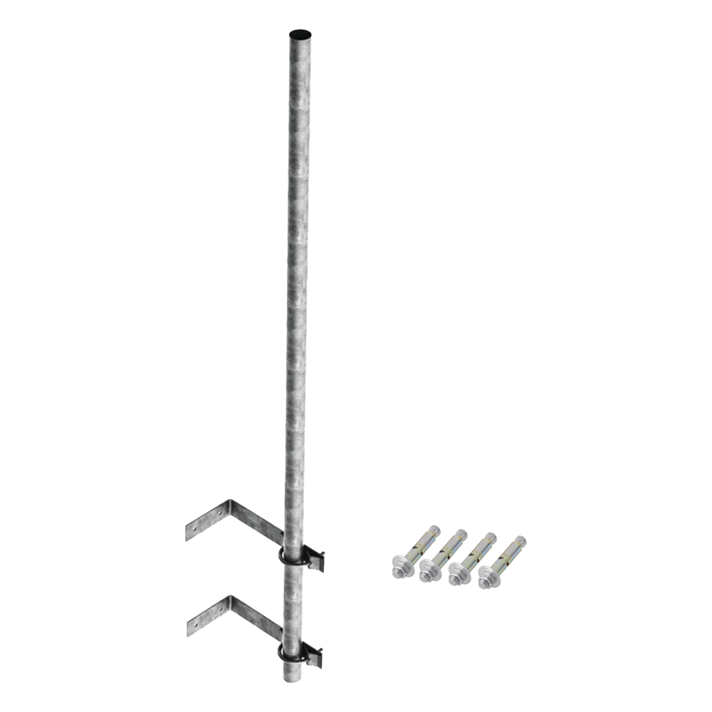 Mástil de 3 m de 1-1/2" diámetro ced. 30 con Herrajes para Sujeción a Pared.