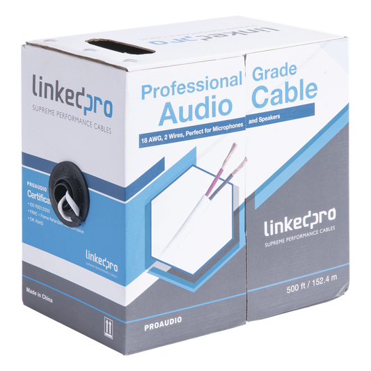 Cable para Audio Profesional de 2 Conductores Calibre 18 para Aplicaciones de Audio y Automatización Bobina de 152 Metros (500 Pies)