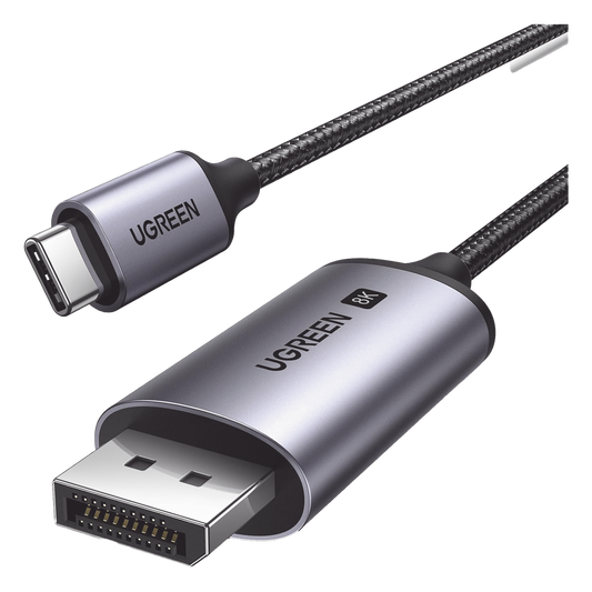 Cable USB-C a DP 1.4 | 3 Metros (9.84 Pies) | Compatible con Thunderbolt 3 & 4 | 8K@60Hz | 4K@240Hz | HDR10+ | eARC | DTS | 3D | ALLM | VRR | | FreeSync G-Sync | Caja de Aluminio | Nylon Trenzado | Conector Niquelado | Blindaje Multicapa