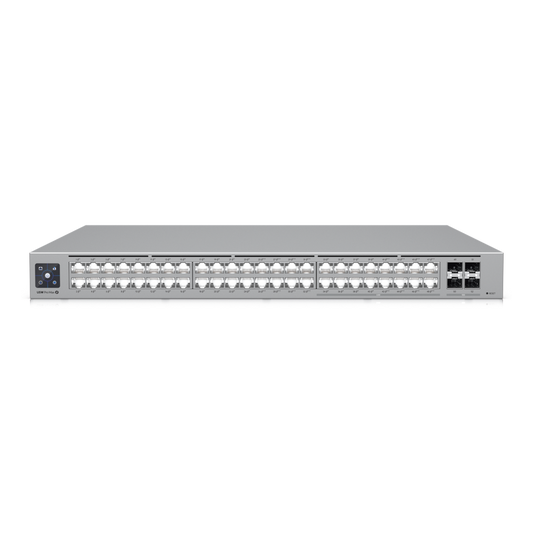 UniFi Switch Pro Max 48 POE, con funciones capa 3, 48 puertos (16 puertos 2.5 GbE (8 POE++ y 8 POE+) y 32 puertos 1 GbE (24 POE+ y 8 POE++)), 2 puertos SFP+ 10G, POE++ 720W, pantalla informativa