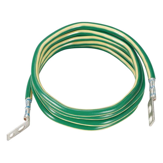 Jumper para Aterrizar Equipos, 6 AWG, con Terminal Doblada a 45 Grados y Terminal Recta, Para Conexión a Tierra y Terminal Recta Para Equipos, 1.8m de Largo