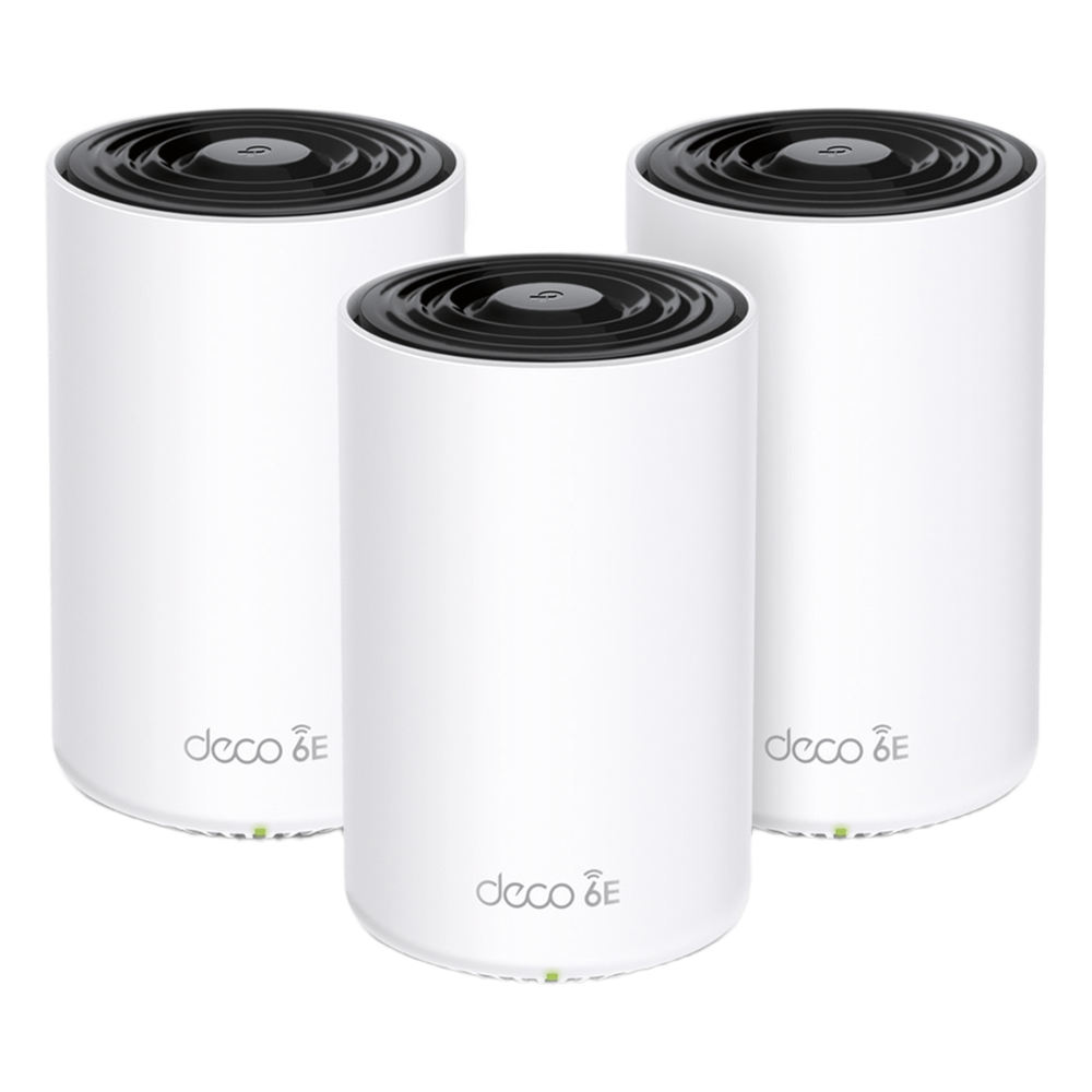 Router Inalámbrico MESH Interior para Hogar / Doble Banda Wi-Fi 6E AX5400 Mbps / 3 Puerto Gigabit WAN/LAN / 4 Antenas Internas / Administración Mediante la App Deco (iOS, Android) / Protección HomeShield