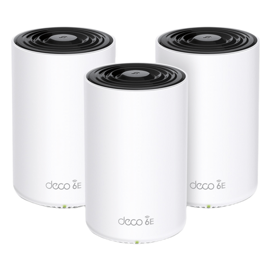 Router Inalámbrico MESH Interior para Hogar / Doble Banda Wi-Fi 6E AX5400 Mbps / 3 Puerto Gigabit WAN/LAN / 4 Antenas Internas / Administración Mediante la App Deco (iOS, Android) / Protección HomeShield