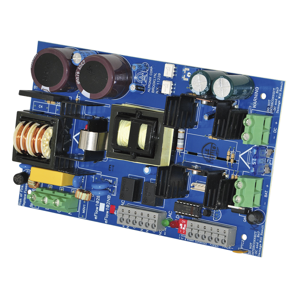 Cargador de fuente de alimentación, salida única, 12 V CC a 10 A, salida auxiliar, FAI, listo para LinQ2, 115 V CA, placa