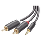 Cable Adaptador de 3.5mm Macho a 2 RCA Macho / 3 Metros (9.84 Pies) / Color Gris / Blindaje Múltiple / ABS / Alta Calidad