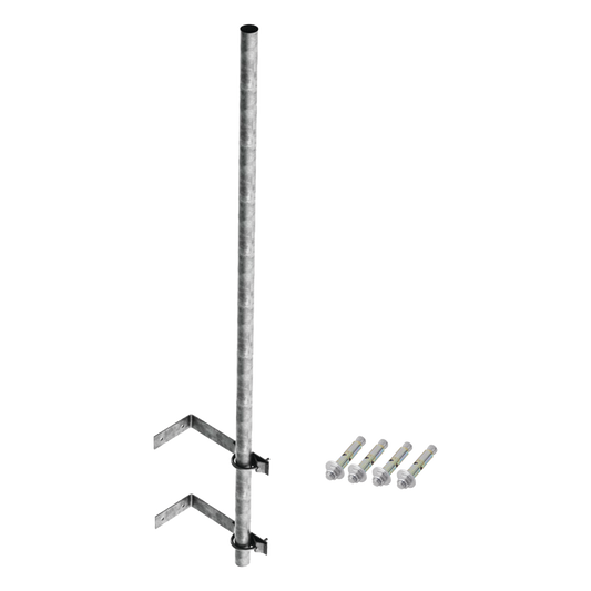 Mástil de 3 m de 1-1/4" diámetro ced. 30 con Herrajes para Sujeción a Pared.