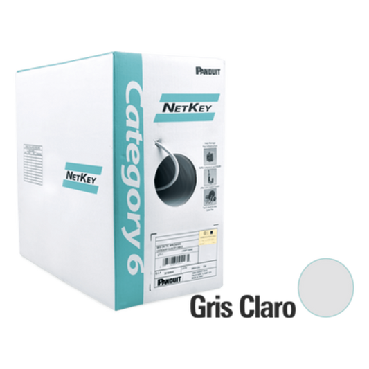 Bobina de Cable UTP 305 Metros (1000 Pies) de Cobre, NetKey, Reelex, Gris, Categoría 6 (24 AWG), 1000Mbps, PVC (CM), de 4 Pares