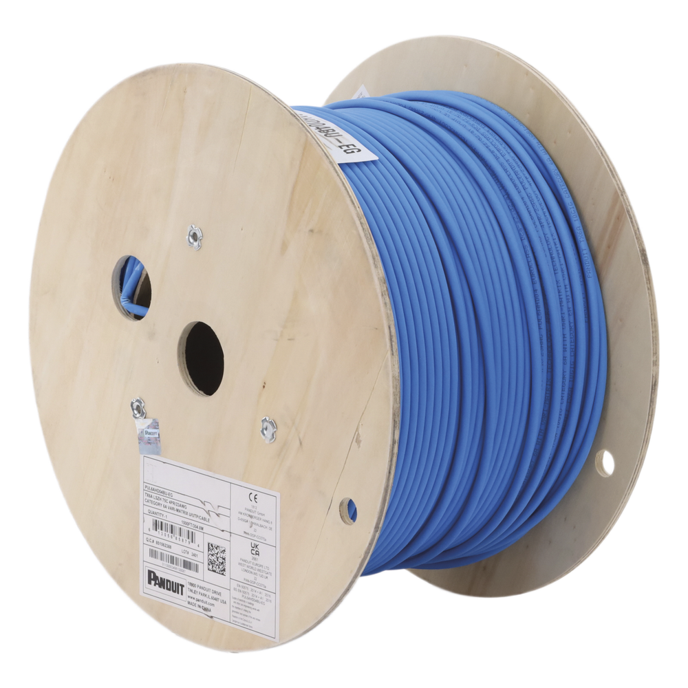 Bobina de Cable UTP de 4 Pares, Vari-MaTriX HD, Cat6A, 23 AWG, LSZH-3 (Libre de Gases Tóxicos), Color Azul, 305 Metros (1000 Pies)