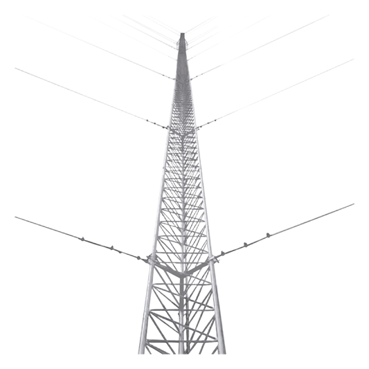 Kit de Torre Arriostrada de Piso de 54 m Altura con Tramo STZ45G Galvanizado por Inmersión en Caliente (No incluye retenida).