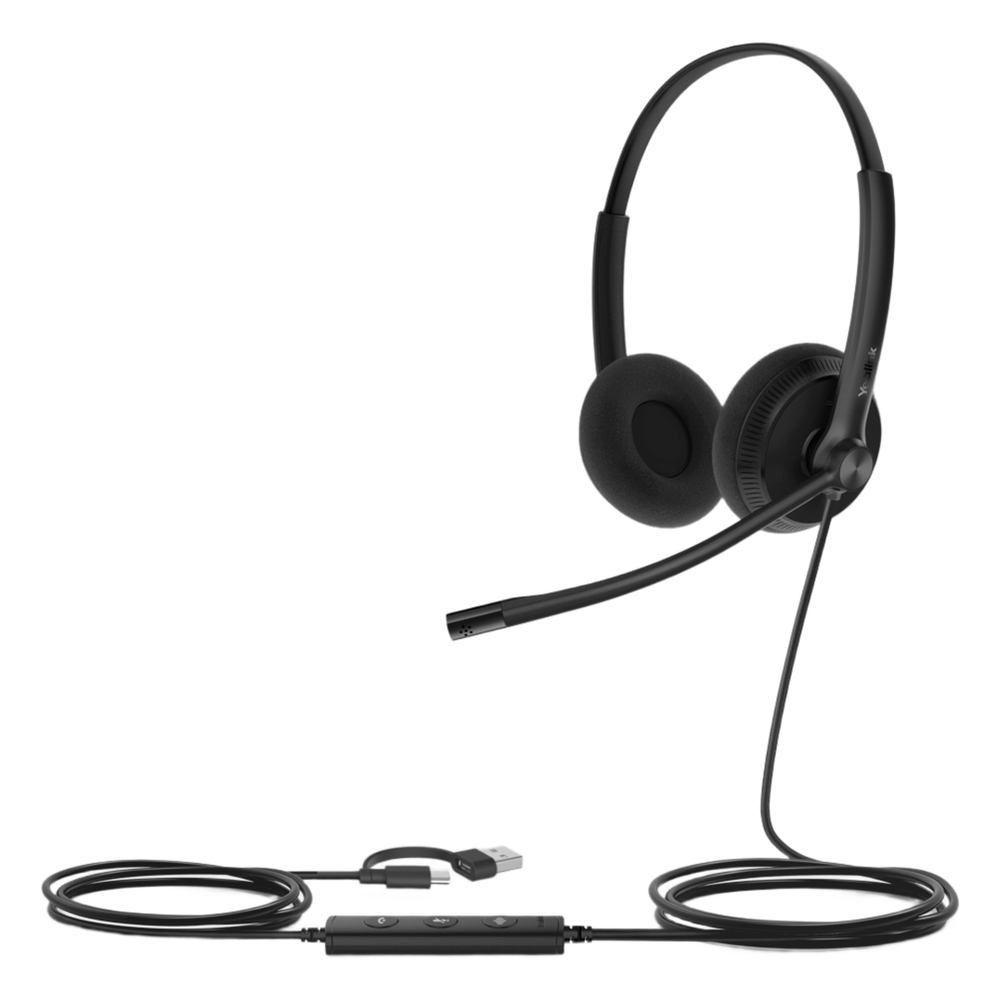 Diadema Alambrica Yealink UH34 Lite Dual USB-C/A con Almohadillas de Esponja y Compatibilidad UC Multiplataforma